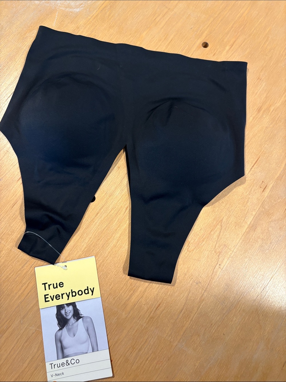 True & Co. Black V-Neck Invisible T-Shirt Bra